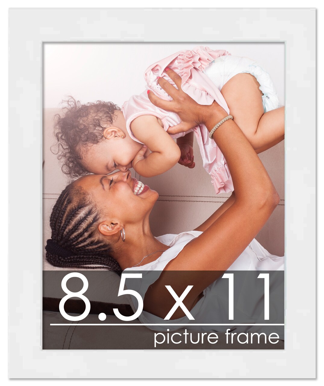 8.5x11 Solid Wood Picture Frame with UV-Resistant Acrylic & Acid-Free Backing, Available in 6 Finishes: Matte Black, Matte White, Metallic Bronze, Silver, Natural Wood Grain & Mahogany